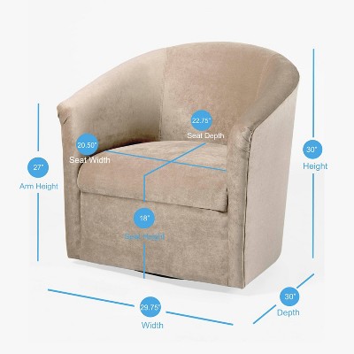 Elizabeth Beige Sand Microfiber Barrel Swivel Accent Chair