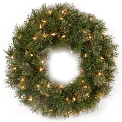 National Tree Company Pre-lit Artificial Christmas Wreath, Green ...