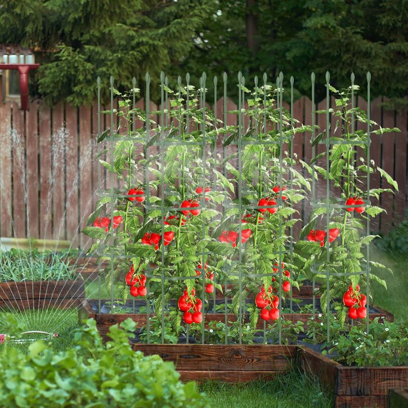 Costway 2-Pack Garden Trellis 56" Plant Support & Tomato Cages with Adjustable Height, 2 of 11