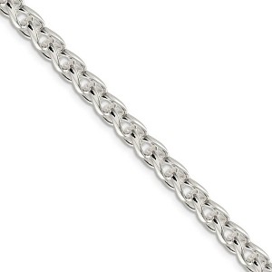 Black Bow Jewelry Men's 6mm, Sterling Silver Round Solid Spiga Chain Necklace - 1 of 4