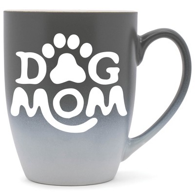 Elanze Designs Dog Mom Two Toned Ombre Matte Grey and White 12 ounce Ceramic Stoneware Coffee Cup Mug