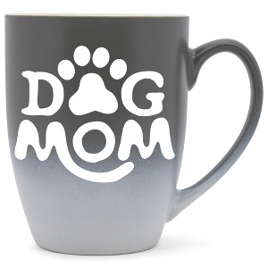Elanze Designs Dog Mom Two Toned Ombre Matte Grey and White 12 ounce Ceramic Stoneware Coffee Cup Mug - 1 of 4
