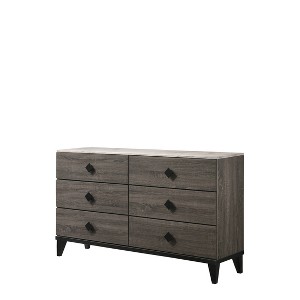 61" Avantika Faux Marble Top Dresser Rustic Gray Oak - Acme Furniture: English Dovetail, Metal Glides - 1 of 4