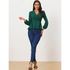 INSPIRE CHIC Women's Peplum Long Lantern Sleeve Elegant Wrap V Neck Office Blouse - 3 of 4