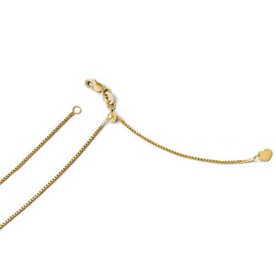 Black Bow Jewelry 0.9mm 14k Yellow Gold Adjustable Box Chain Necklace