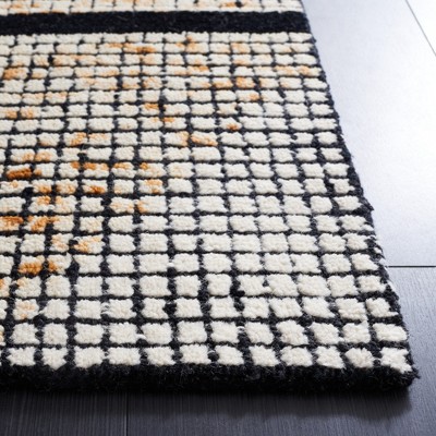 Ivory and Gold 6' x 6' Square Hand-Tufted Wool Rug