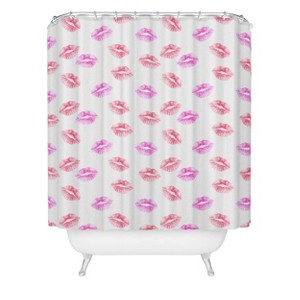 Wonder Forest Kiss Kiss Lips Shower Curtain White - Deny Designs: Abstract Microfiber, Machine Washable - 1 of 2