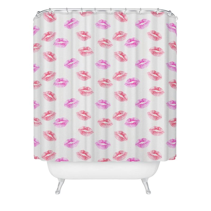Wonder Forest Kiss Kiss Lips Shower Curtain White - Deny Designs, 1 of 4