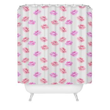 Wonder Forest Kiss Kiss Lips Shower Curtain White - Deny Designs