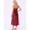 INSPIRE CHIC  Lingerie Satin Silky Lace Sleeveless V Neck Cami Spaghetti Strap Midi Chemise Nightgown - 4 of 4
