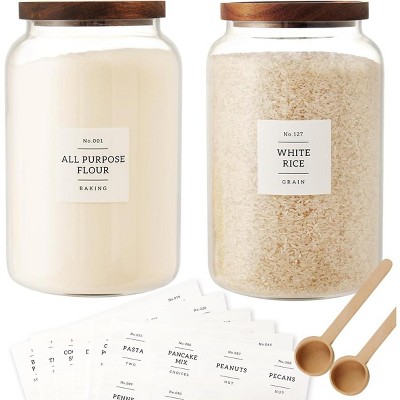2-PCS Large 1-Gallon Glass Jars with Airtight Lids for Bulk Food Storage