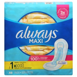 Always Maxi Regular Pads without Flexi-Wings Size 1 48 ea - 1 of 4