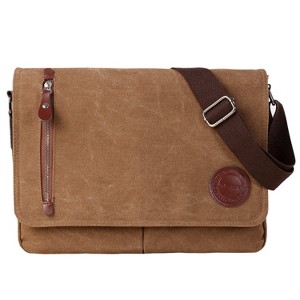 Vintage Canvas Satchel Messenger Bag for Men Women,Travel Shoulder bag 13.5" Laptop Bags Bookbag (Coffee) - 1 of 4