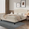 VECELO Bed Frame, Upholstered Platform Bed with Soft Teddy Fabric Adjustable Headboard, Beige/Gray - 3 of 4