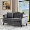 3-Seater + 2-Seater Velvet Chesterfield Tufted Sofa Set with Nailhead Trim and 4 Pillows for Living Room, Bedroom - 3 of 4