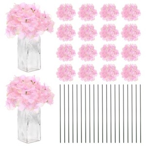 Unique Bargains Plastic Durable Realistic Reusable Silk Hydrangea Flowers with Stems for Home Decor/Wedding 9.84 In - 1 of 4