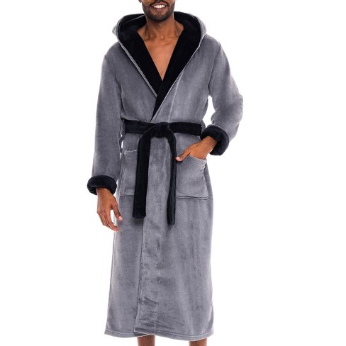 Adr Mens Robe, Plush Fleece Hooded Bathrobe Men, Men's Bathrobes, Big ...