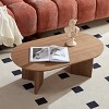 Modern MDF Coffee Table,Oval Side Table With MDF Pedestal Base,Wooden Small Accent Center Table For Living Room,Apartment-Coolbibila - 2 of 4