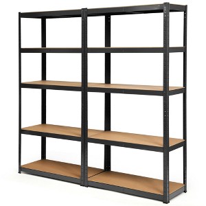 Tangkula 1/2/3/4PCS 72" Metal 5-Tier Garage Storage Rack Shelf Adjustable Freestanding Black - 1 of 4