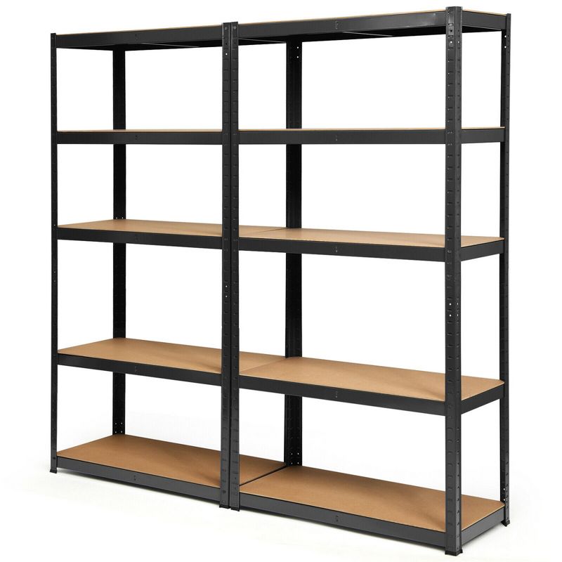 Tangkula 1/2/3/4PCS 72" Metal 5-Tier Garage Storage Rack Shelf Adjustable Freestanding Black, 1 of 9