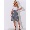 INSPIRE CHIC Women's Floral Ruffle Elastic High Waist Button Flowy Split Skirt - 3 of 4