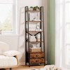 5 - Tier Ladder Shelf with 2 Drawers Narrow Bookshelf Storage Shelves Industrial Bookcase Freestanding Rack Units Bedroom - 2 of 4