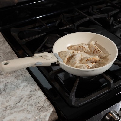 Cream 8-Piece Nonstick Aluminum Cookware Set with Detachable Handle