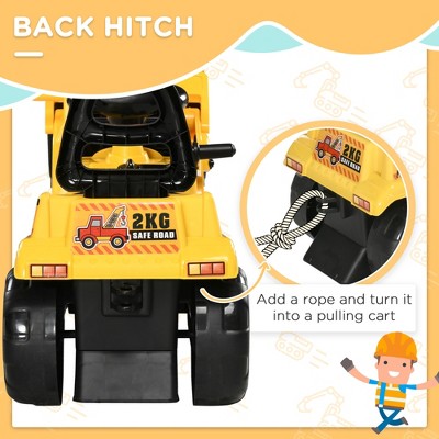 Yellow Kids Excavator Ride-On with Treaded Wheels