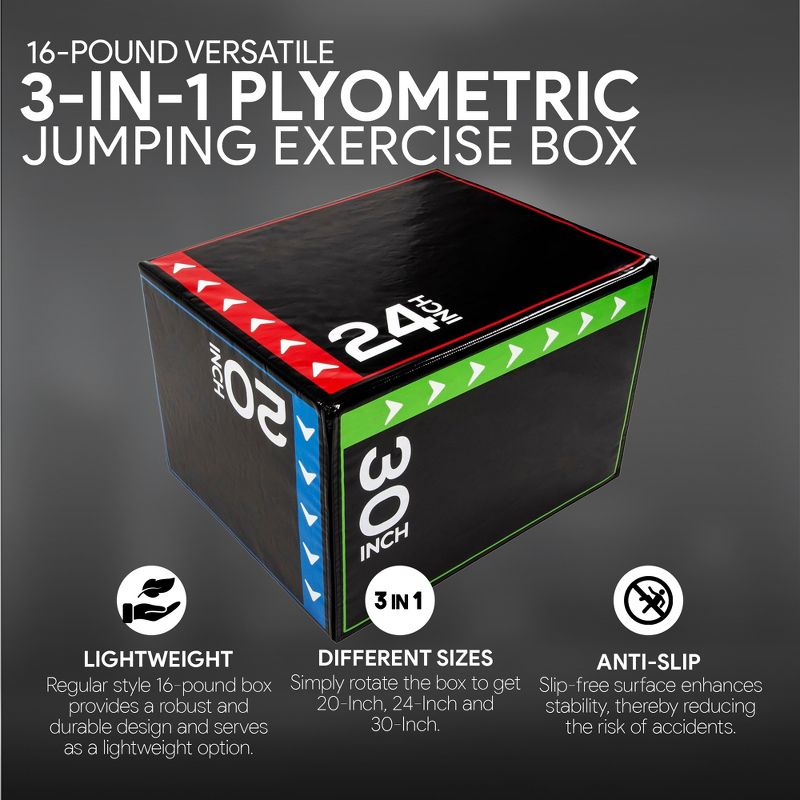 BalanceFrom Fitness Versatile Durable Anti-Slip 3-in-1 Foam Plyometric Jumping Exercise Box, 2 of 7