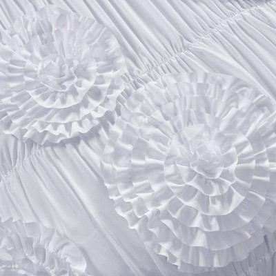 Lush Decor 3pc Queen Serena Comforter Set White - Lush Décor: Polyester Ruched Bedding, OEKO-TEX Certified — фото 3