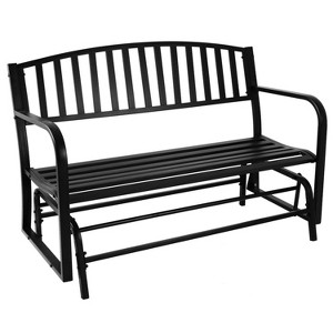 Sunnydaze 50" 2-Person Metal Outdoor Glider Bench, Black - 1 of 4