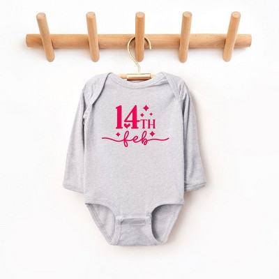 The Juniper Shop 14th Feb Stars Puff Print Baby Long Sleeve Bodysuit