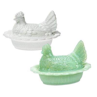 Mosser Glass Hen Candy Dish, Vintage Style Covered Candy Bowl with Lid, 6 Inch