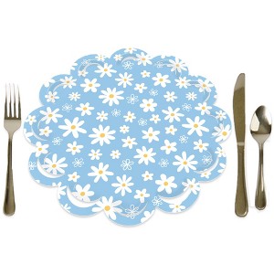 Big Dot of Happiness Blue Daisy Flowers - Floral Party Round Table Decorations - Paper Chargers - Place Setting For 12 - 1 of 4