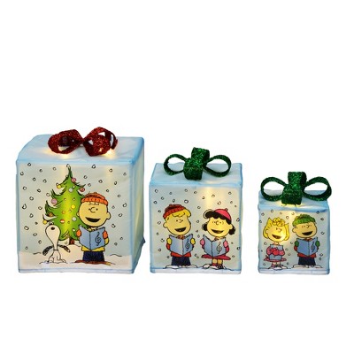 Peanuts 8 10 12in Peanuts PreLit LED Presents Printed Carolers, Blue