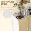 Sideboard Buffet Cabinet, Kitchen Cabinet, Coffee Bar Cabinet with 2 Rattan Doors and Adjustable Shelves, White and Natural - 3 of 4