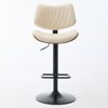NicBex Rattan Counter and Bar Stools,Mid Century Adjustable Counter Height Black Leather Upholstered,360°Swivel Bar Chairs for Kitchen Island - 3 of 4