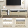 PAGED Rattan TV Stand with Variable Color Light Strip, Wooden TV Console with Adjustable Shelf and Metal Leg, TV Stands for Living Room - 3 of 4