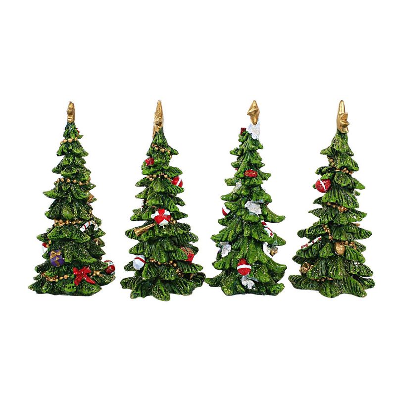 Transpac 7.0 Inch Green Holiday Trees Gold Star Decorated Glittered Tree Sculptures, 3 of 4