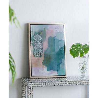 Teal and Beige Abstract Acrylic Framed Wall Art Set