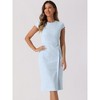 Allegra K Women's Tweed Pencil Crew Neck Cap Sleeve Vintage Bodycon Midi Dress - 2 of 4