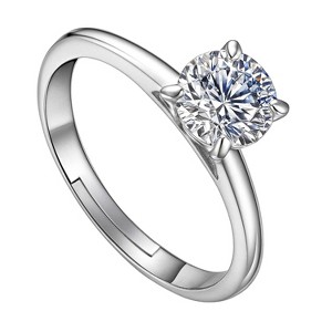 Women's Silver - Toned Copper Diamond Ring - Modern Elegance - 1 of 4