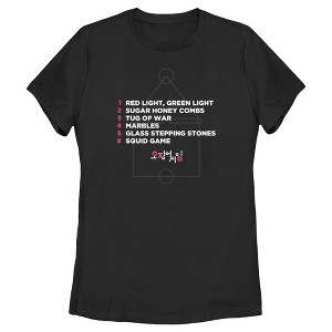 Women's Squid Game List of Games T-Shirt - 1 of 4