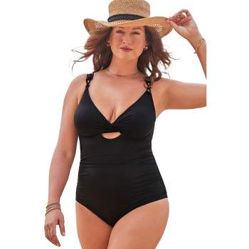 Swimsuits for All Women's Plus Size Sweetheart Keyhole Underwire One Piece Swimsuit
