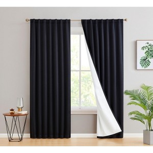 HLC.ME Hamilton 100% Full Blackout Lined Thermal Insulated Soundproof Window Curtain Rod Pocket Back Tab Panels, Set of 2 - 1 of 4