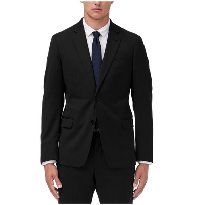 Armani Mens Solid Two Button Blazer Jacket, Black, 50 Long