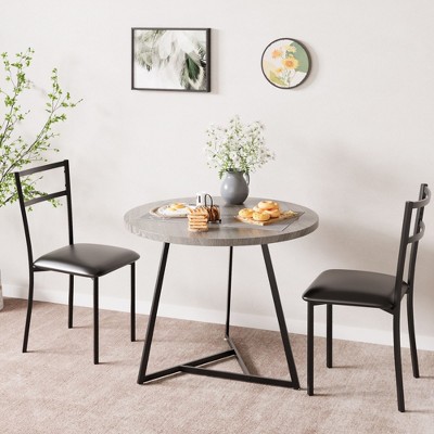 Dining Table Set for 2, Round Kitchen Table and Chairs for 2, Modern Dining Room Table Set , Kitchen Table Set,Grey