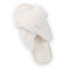 Fuzzy Cross Band Slippers Soft Plush Furry Fur House Shoes Open Toe Cozy Indoor Outdoor Slides for Women - 3 of 4