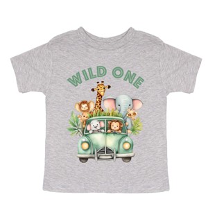 The Juniper Shop Wild One Animals Car Toddler Short Sleeve Tee - 5T - Heather Grey - 1 of 4