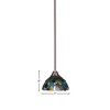 Toltec Lighting Paramount 1 - Light Pendant in  Brushed Nickel with 7" Blue Mosaic Art Glass Shade - 2 of 2